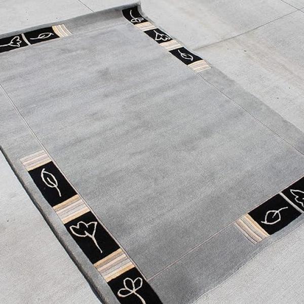 thamelmartUSA R3374 Gorgeous Gray Color Handmade Tibetan Woolen Area Rug 4.7 Feet X 6.7 Feet Made in Nepal