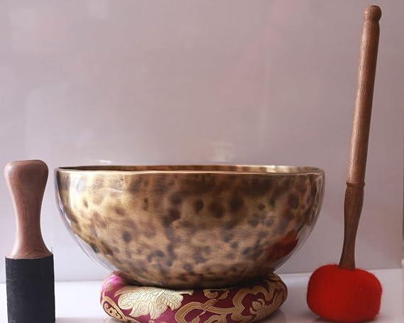 12 Inch Yogi Carving Singing Bowl | Handmade Seven Metal Tibetan Singing Bowl