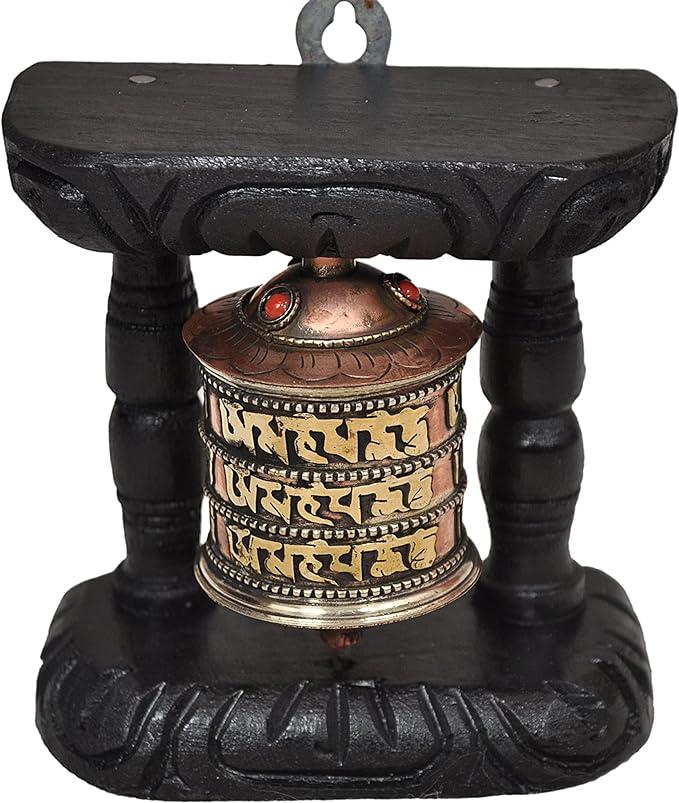 Tibetan Hand Craving Om Mani Padme Hum Wall Hanging Prayer Wheel