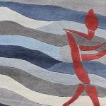 thamelmartUSA R17692 Gorgeous Bold Stripped Blue Colored Hand Made Tibetan Woolen Area Rug 5 Feet X 8 Feet Made in Nepal