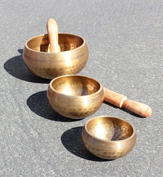 3 Pcs Tibetan Singing Bowl Standing Bell Set