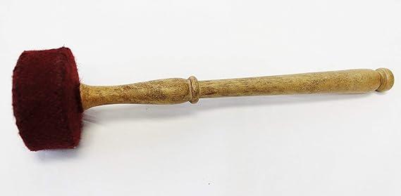 F780 11" Long Red Felted Mallet-Goner-Striker for Tibetan Singing Bowl/Gong Hand Made in Nepal