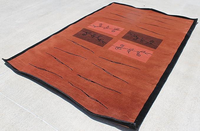 thamelmartUSA R14006Gorgeous Contemporary Design Hand Made Tibetan Woolen Area Rug 6 Feet X 9 Feet Made in Nepal