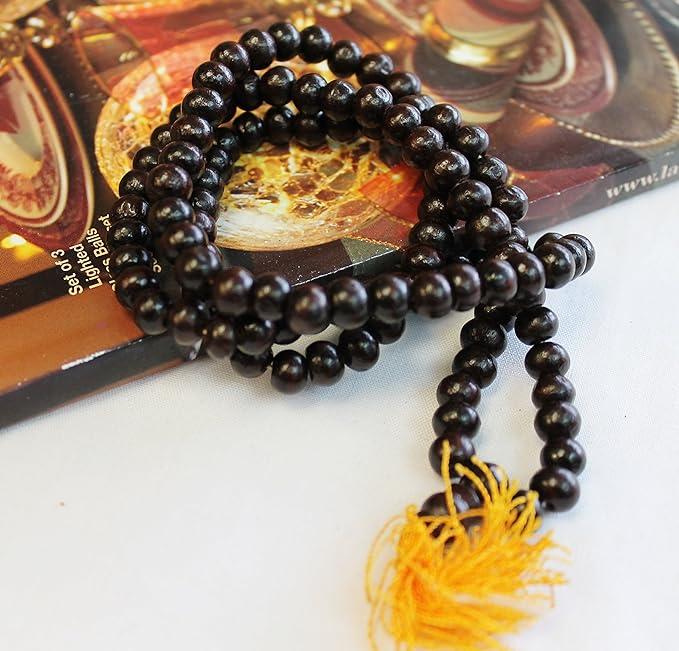 F310 Handmade Tibetan Rose Wood Beads 108 Japa Mala for Meditation, Yoga 5mm Beads