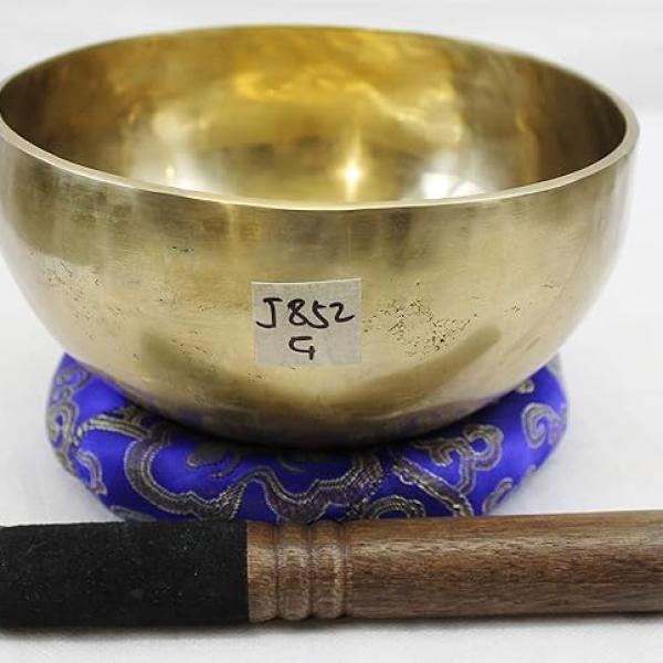 J852 7" Energetic Throat Chakra 'G' Healing Hand Hammered Tibetan Singing Bowl Made in Nepal