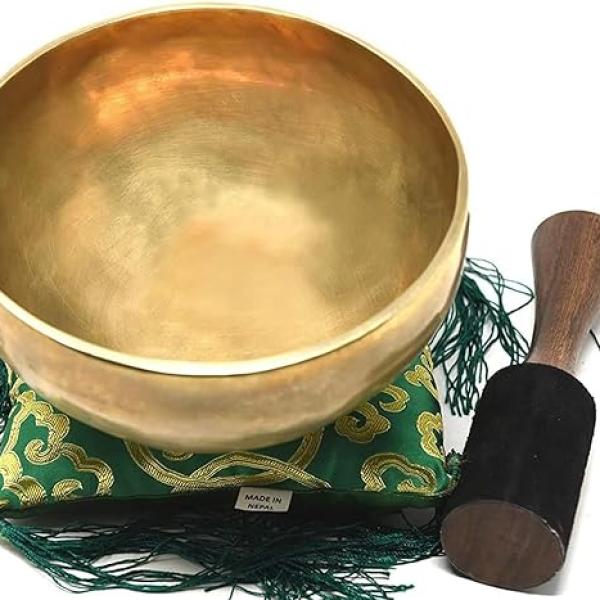 9" Large Master Healing Hand hammered Tibetan Singing Bowl ~ Great for Meditation, Yoga, Sound Bath, Mindfulness, Relaxation ~ Cushion, Wooden Mallet & Drumstick Included