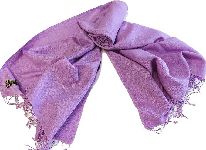 H38C Handmade Pashmina/Silk Shawl Wrap Solid Color Made in Nepal