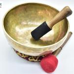 9" Large Master Healing Hand hammered Tibetan Singing Bowl ~ Great for Meditation, Yoga, Sound Bath, Mindfulness, Relaxation ~ Cushion, Wooden Mallet & Drumstick Included