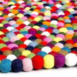 Multicolored Felt ball rug-100 Cm Diametere, made of 100% Natural wool