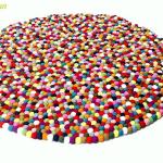 Multicolored Felt ball rug-100 Cm Diametere, made of 100% Natural wool