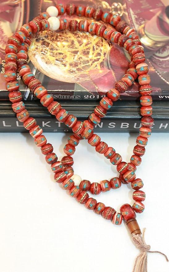 F685 Handmade Tibetan Bone Beads 108 japa mala for Meditation, Yoga 8mm Beads