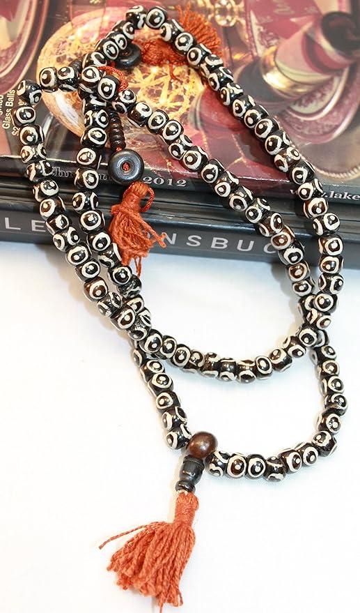 F684 Handmade Tibetan Bone Beads 108 japa mala for Meditation, Yoga 8mm Beads
