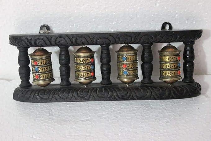 Buddhist Four-in-one Wall Hanging Prayer Wheel Hand Crafted in Nepal