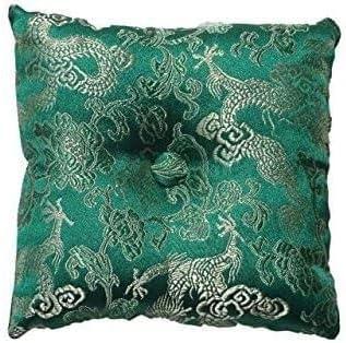 Tibetan Satin Singing Bowl Cushion (Green)