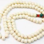 F683 Handmade Tibetan White Bone Beads 108 japa mala for meditation, yoga 8mm beads