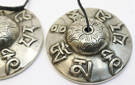 2.5" Tibetan Tingsha Meditation Bell - Om Mani Padme Hum Beautifully Embossed on the Surfaces - Hand Tuned & Crafted in Nepal