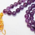 F680 Handmade Tibetan Amethyst Glass Beads 108 Japa Mala for Meditation, Yoga 7mm Beads