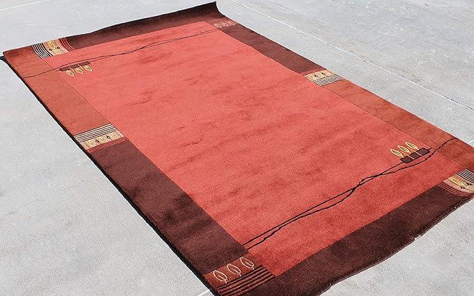 Thamel Mart USA R17748 Gorgeous Custom Made Hand Knotted Tibetan Woolen Area Rug 5 Feet X 8 Feet Made in Nepal