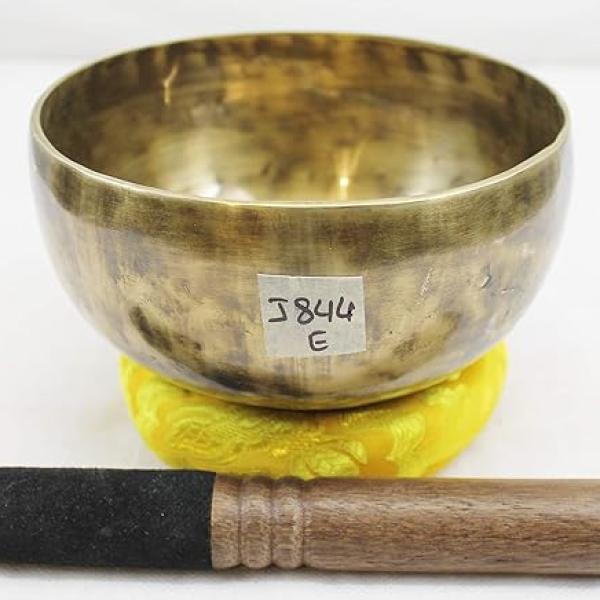 J844 6" Energetic Solar Chakra 'E' Healing Hand Hammered Tibetan Singing Bowl Made in Nepal
