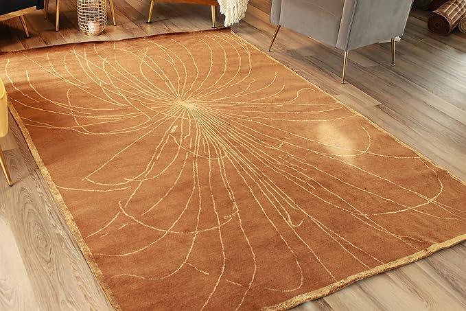 Thamel Mart R1385 Gorgeous Color Hand Made Tibetan Wool and Silk Area Rug 6' X 9' Handmade in Nepal