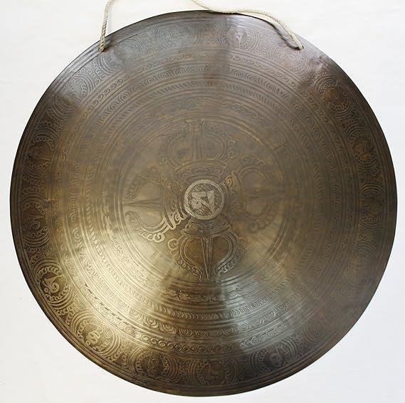 F614 19" Very Artistic Tibetan Temple Disc Gong Hand Made in Nepal