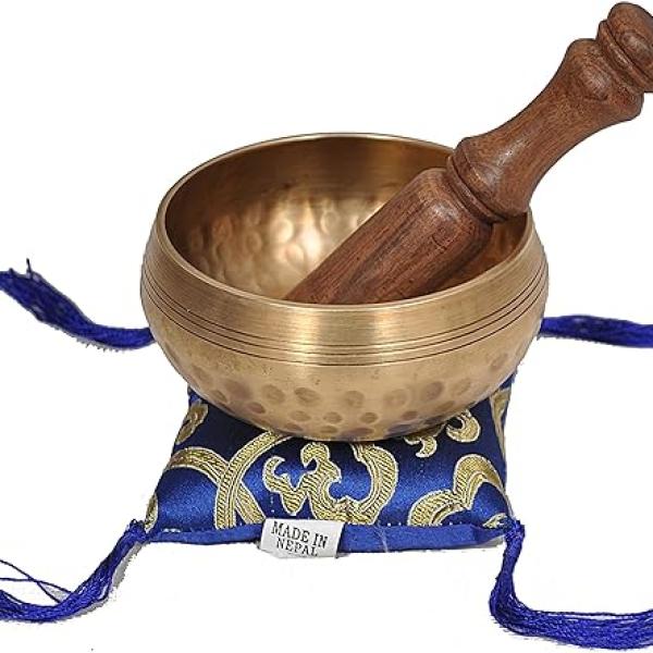 Nepalese Hand Hammered Tibetan Meditation Yoga Singing Bowl Set - with Traditional Design Fridge Magnet