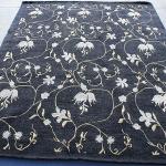 RST124 Gorgeous Black Colored Tibetan Woolen Area Rug 5.8' X 8' Handmade in Nepal