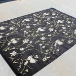 RST124 Gorgeous Black Colored Tibetan Woolen Area Rug 5.8' X 8' Handmade in Nepal