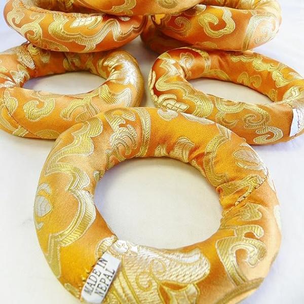 F694 Silk Brocade Ring Cushion Pillow for Tibetan Singing Bowl Hand Made in Nepal