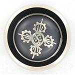 4" Exquisite Tibetan Singing Bowl Set for Meditation ~ Auspicious Eight Lucky Symbols, Buddha Eye & Dorje Painted ~ Silk Cushion & Wooden Mallet Included