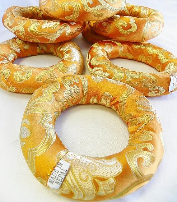 F694 Silk Brocade Ring Cushion Pillow for Tibetan Singing Bowl Hand Made in Nepal
