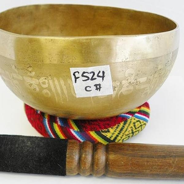 F524 6.1" Energetic Root 'C#' Chakra Healing Hand Hammered Tibetan Singing Bowl Made in Nepal