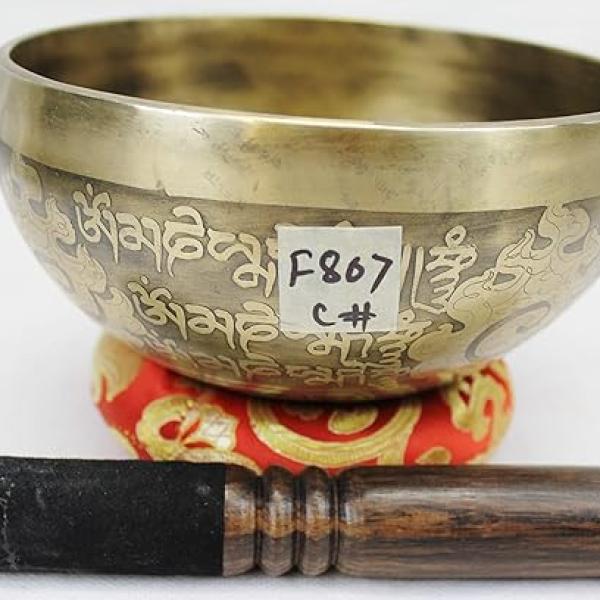 F807 6.75" Energetic Root"C#: Chakra Healing Hand Hammered Tibetan Singing Bowl Made in Nepal