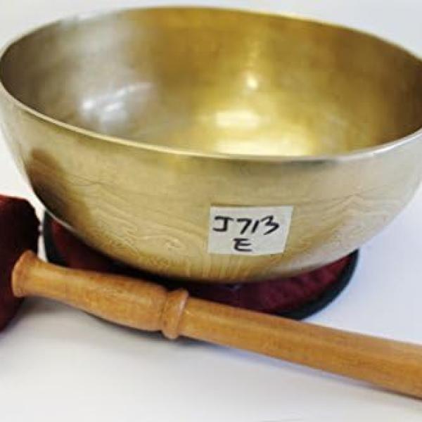 J713 7.5" Energetic Solar 'E' Chakra Healing Hand Hammered Tibetan Singing Bowl Made in Nepal