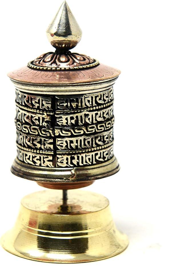 Thamelmart 4 Inch Height Very Artistic Stand Tibetan Prayer Wheel Om Mane Padme Hum Hand Crafted in Nepal