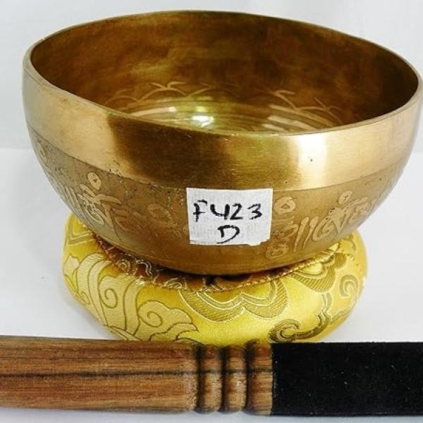 F423 5.75" Energetic Sacral 'D' Chakra Healing Hand Hammered Tibetan Singing Bowl Made in Nepal