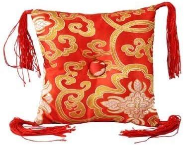 Red Square Singing Bowl Cushion with Tassels
