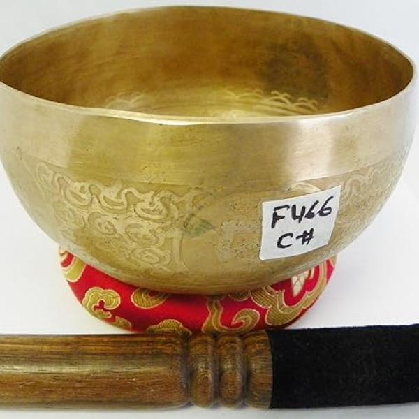 F466 6.1" Energetic Root 'C#' Chakra Healing Hand Hammered Tibetan Singing Bowl Made in Nepal10