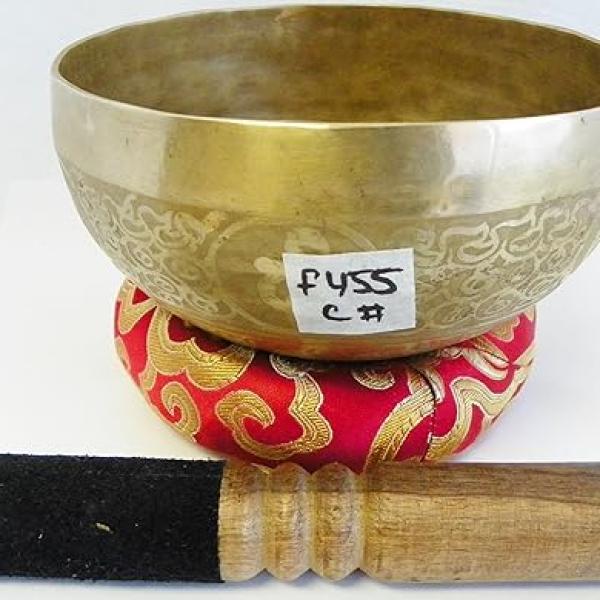 F455 6" Energetic Root 'C#' Chakra Healing Hand Hammered Tibetan Singing Bowl Made in Nepal10