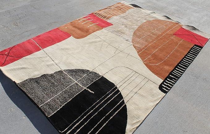 Thamel Mart R9655 Gorgeous All Natural Fibers Multi Color Modern Tibetan Area Rug 6' X 9' Handmade in Nepal