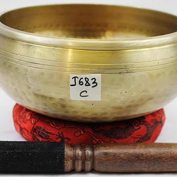 J683/J716 7.75" Energetic Root 'C' Chakra Healing Hand Hammered Tibetan Singing Bowl Made in Nepal
