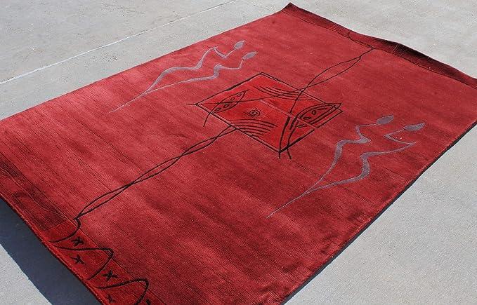 Thamel Mart USA R14051 Gorgeous Custom Made Hand Knotted Tibetan Woolen Area Rug 5 Feet X 8 Feet Made in Nepal