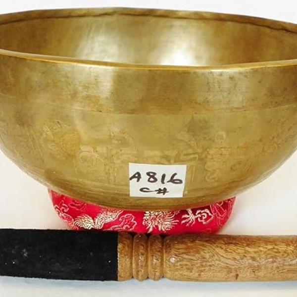 AA816 8.75" Energetic Root Chakra 'C#' Chakra Healing Hand Hammered Tibetan Singing Bowl Made in Nepal
