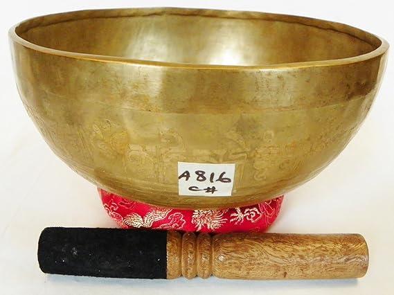 AA816 8.75" Energetic Root Chakra 'C#' Chakra Healing Hand Hammered Tibetan Singing Bowl Made in Nepal