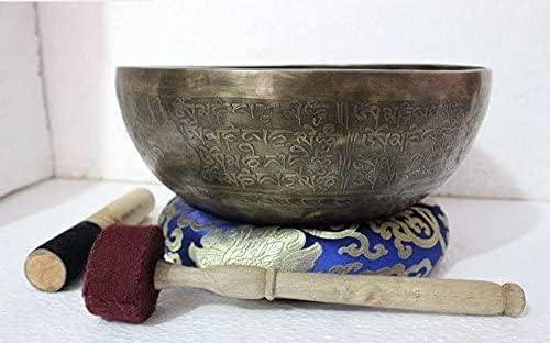 12" Om Mane Padme Hum Mantra Carved Singing Bowl