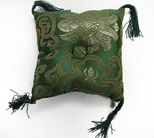 5.5" Square Singing Bowl Cushion With Tassels (Green),Best use for 6" to 7" Singing Bowls