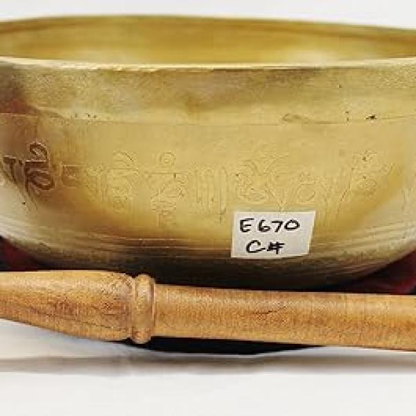 E670/J708 9.25" Energetic Root 'C#' Chakra Healing Hand Hammered Tibetan Singing Bowl Made in Nepal