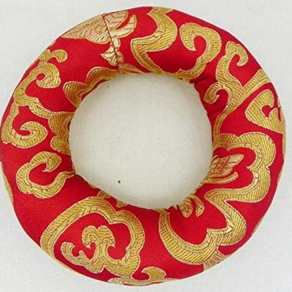 F690 Silk Brocade Ring Cushion Pillow for Tibetan Singing Bowl Hand Made in Nepal