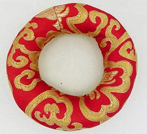 F690 Silk Brocade Ring Cushion Pillow for Tibetan Singing Bowl Hand Made in Nepal