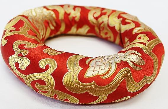 F709 Huge Silk Brocade Ring Cushion Pillow for Tibetan Singing Bowl Hand Made in Nepal